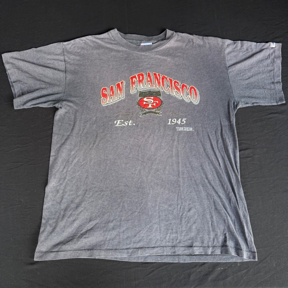 Vintage San Francisco‎ 49ers Shirt Trench Ultra Striped Mens Large Gray Made USA